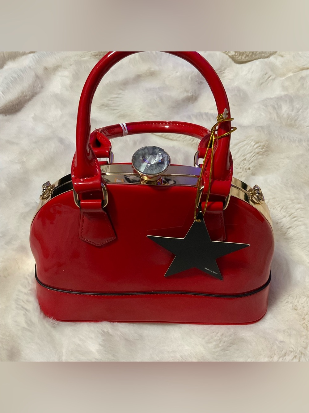 NWT Gramercy & Grand cherry red patent vegan leather dome satchel purse